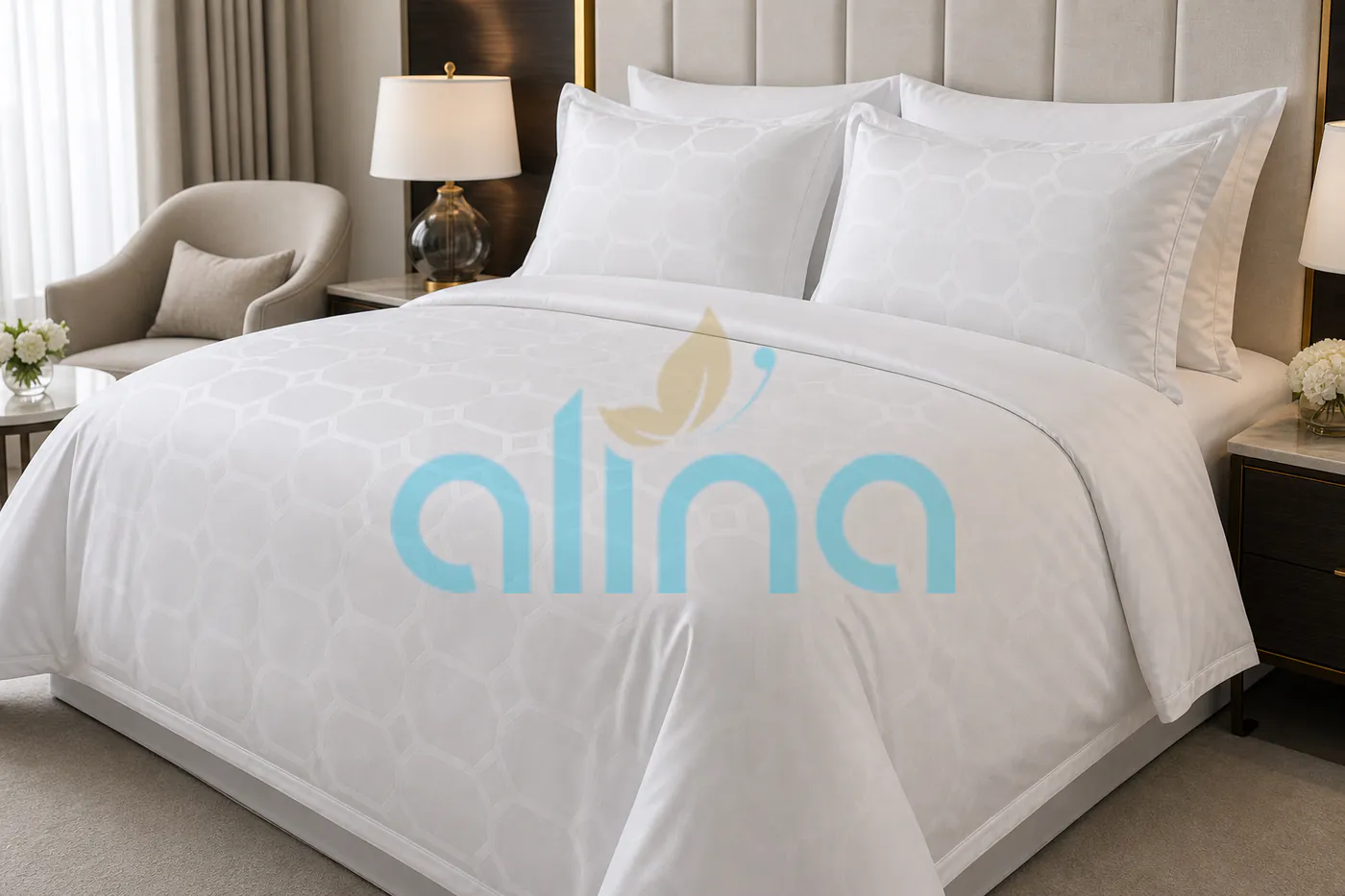 Honeycomb jacquard hospitality bedding
