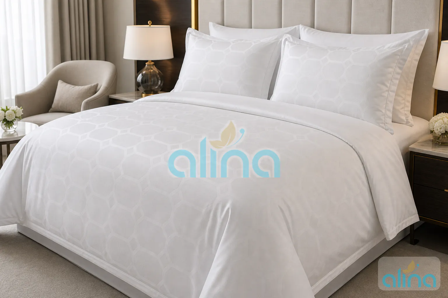Honeycomb jacquard hospitality bed sheet