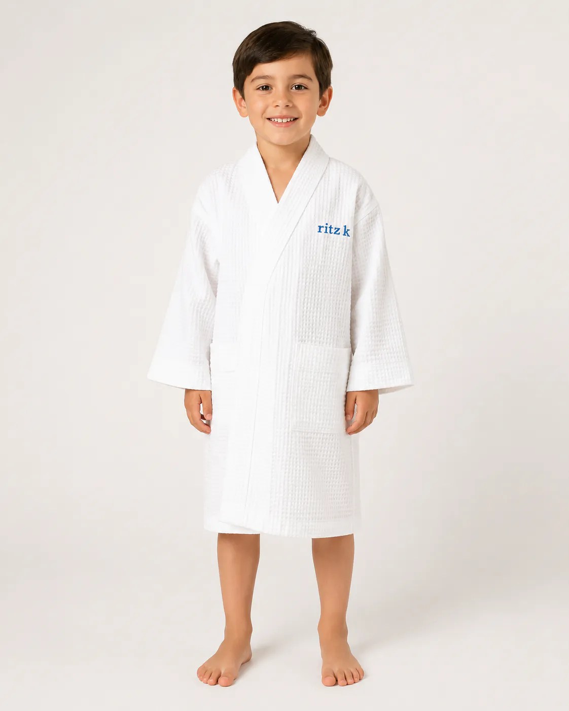 White waffle kids hospitality bathrobe
