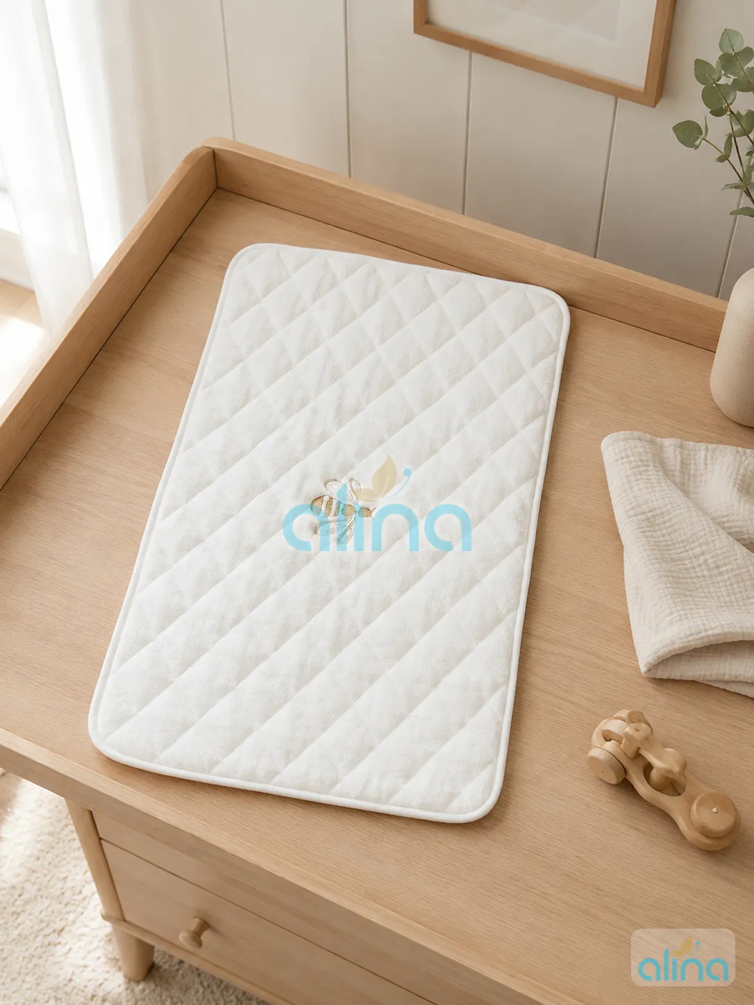 Embroidered hospitality bathroom mat